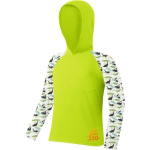 image:imageZITY Boys Rash Guard Hooded Fishing Shirt Kids UPF 50 Long Sleeve Sun Hoodie Youth UV Protection Beach Swim ShirtsNeon Green