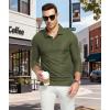 image:imageZITY Mens Long Sleeve Polo Shirts 3 Button with Pocket Lightweight Golf Breathable Solid Color Designed Collared Casual TeeArmy Green