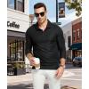 image:imageZITY Mens Long Sleeve Polo Shirts 3 Button with Pocket Lightweight Golf Breathable Solid Color Designed Collared Casual TeeBlack