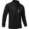 image:imageZITY Mens Long Sleeve Polo Shirts 3 Button with Pocket Lightweight Golf Breathable Solid Color Designed Collared Casual TeeBlack