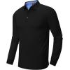 image:imageZITY Long Sleeve Polo Shirts for Men 3 Pack Collared Performance Golf Polos Mens Casual Shirts Moisture Wicking WorkwearBlack