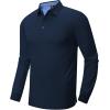 image:imageZITY Long Sleeve Polo Shirts for Men 3 Pack Collared Performance Golf Polos Mens Casual Shirts Moisture Wicking WorkwearDark Blue