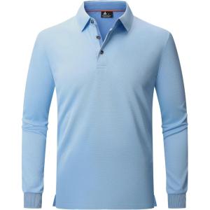 image:imageZITY Long Sleeve Polo Shirts for Men 3 Pack Collared Performance Golf Polos Mens Casual Shirts Moisture Wicking WorkwearLight Blue