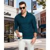 image:imageZITY Mens Polo Shirts 3 Button Lightweight Moisture Wicking Long Sleeve Tactical Golf Performance Casual Shirts Work TeeDark Teal Blue