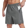 image:imageZITY Mens Athletic Gym Shorts 7 inch Inseam Quick Dry Lightweight Breathable Running Workout Shorts with 3 Zipper PocketsGrey