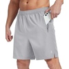 image:imageZITY Mens Athletic Gym Shorts 7 inch Inseam Quick Dry Lightweight Breathable Running Workout Shorts with 3 Zipper PocketsLight Grey