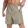 image:imageZITY Mens Athletic Gym Shorts 7 inch Inseam Quick Dry Lightweight Breathable Running Workout Shorts with 3 Zipper PocketsLight Khaki
